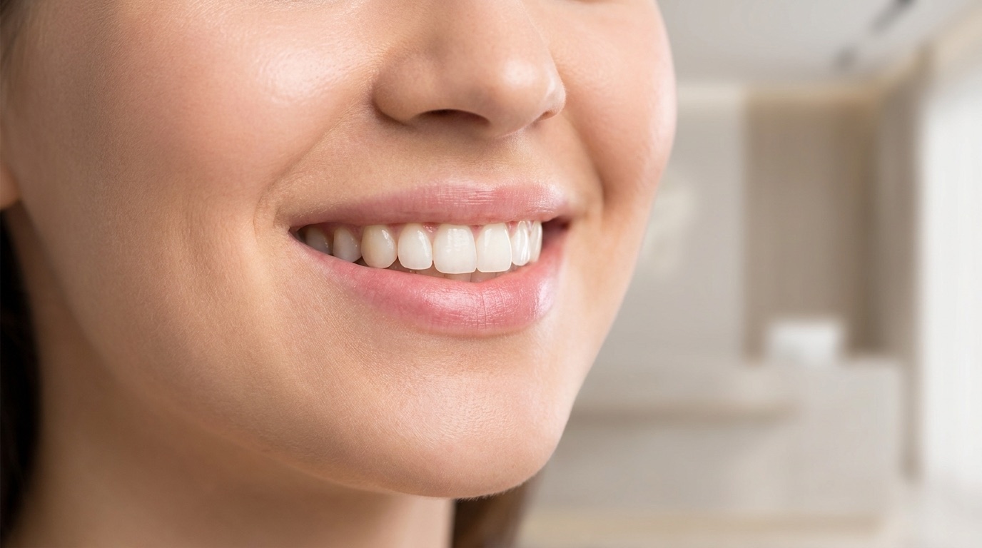 Healthy bright smile close up
